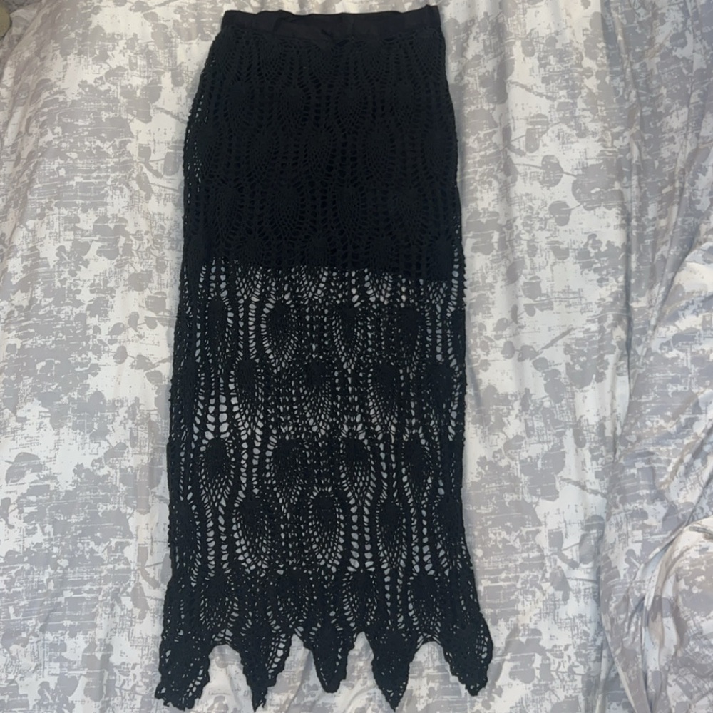 Romeo & Juliet Couture Black Crochet Skirt